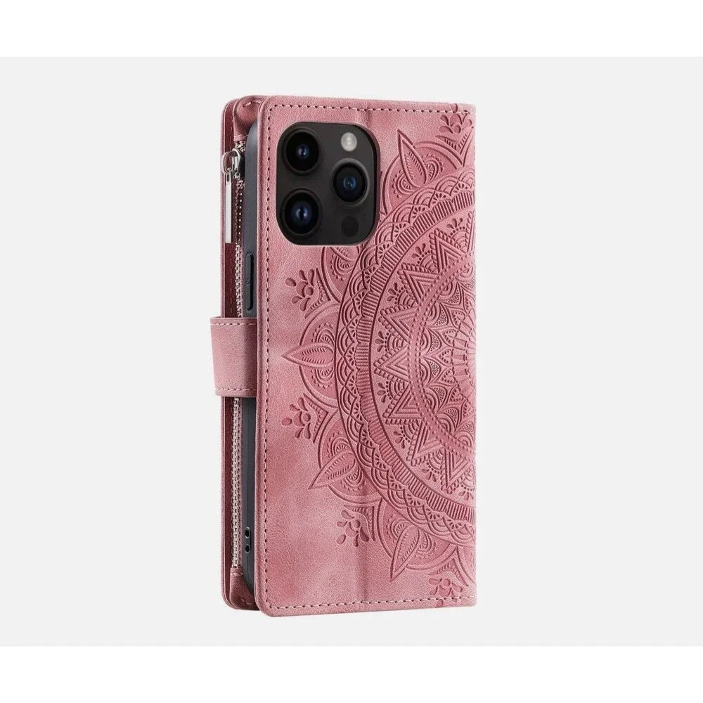 Beautiful Leather iPhone 15 Pro Max Case - Mandala